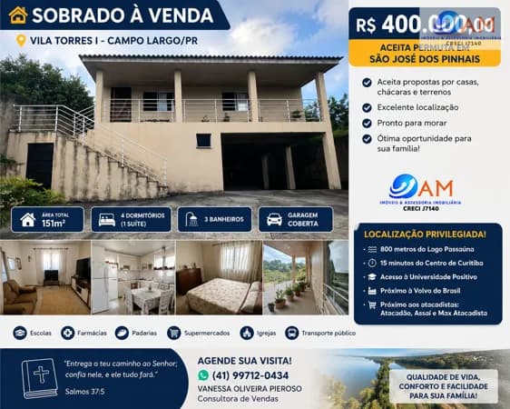 Casa em Vila Torres I, Campo Largo/PR