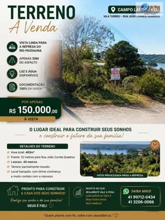 Lote/Terreno em Campo Largo - Ferraria