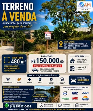 Lote/Terreno em Campo Largo - Vila Torres