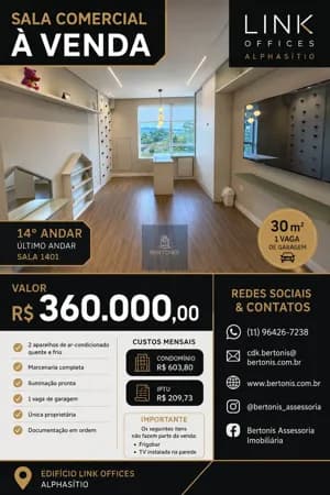SALA COMERCIAL À VENDA EM ALPHAVILLE - 30m² e 1 vaga