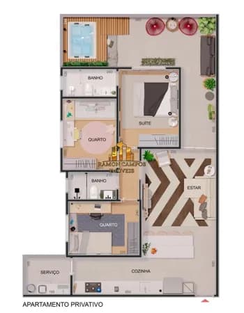 Apartamento com Área Privativa - Marina Residence | 3 Quartos (1 Suíte) | 85m² | 2 Vagas Cobertas