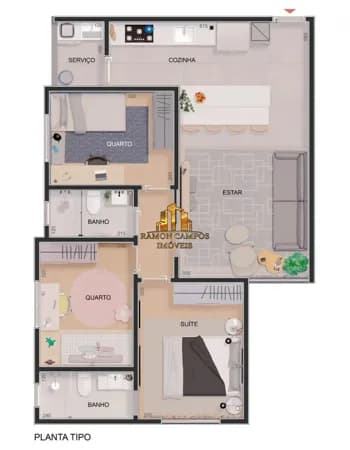 Apartamento Tipo - Marina Residence | 3 Quartos (1 Suíte) | 69m² | 2 Vagas Cobertas