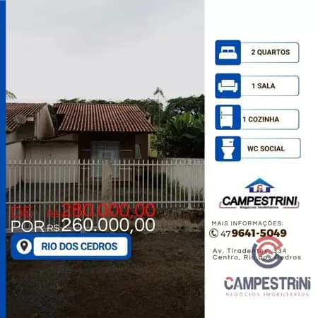 Casa à venda no bairro Centro em Rio dos Cedros/SC