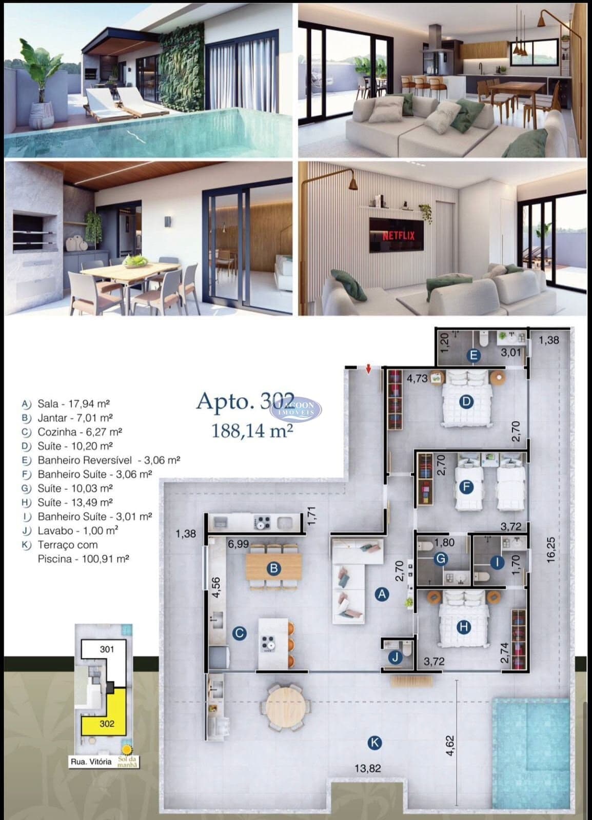 Cobertura Linear À Venda, 3 Suítes, 188,14m², Palmeiras, Cabo Frio/RJ