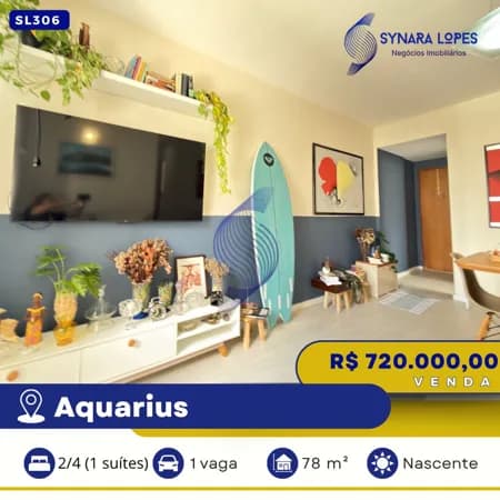 APARTAMENTO 78 M² | 2 QUARTOS | AQUARIUS