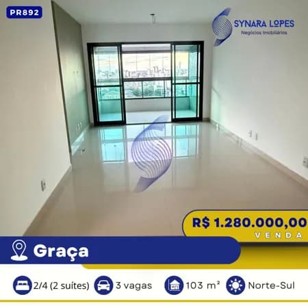 VENDO APARTAMENTO 102 M² | 02 QUARTOS | SERRA IMPERIAL DA GRAÇA | GRAÇA | SALVADOR | BAHIA