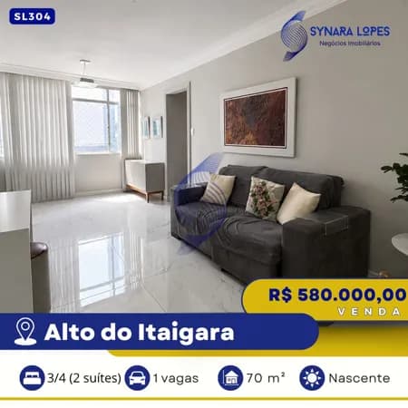 VENDO APARTAMENTO 70 M² | 03 QUARTOS | EDIFÍCIO SÃO LUCAS | ITAIGARA | SALVADOR | BAHIA