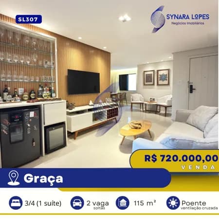 APARTAMENTO 115 M² | 3 QUARTOS | GRAÇA | SALVADOR | BAHIA