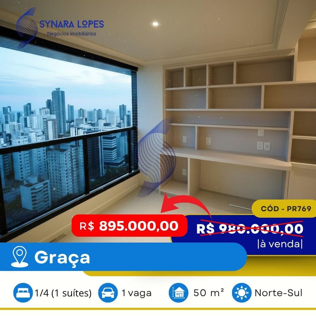 VENDO APARTAMENTO 50 M² | 01 QUARTO | EDIFÍCIO NOBLESSE | GRAÇA | SALVADOR | BAHIA