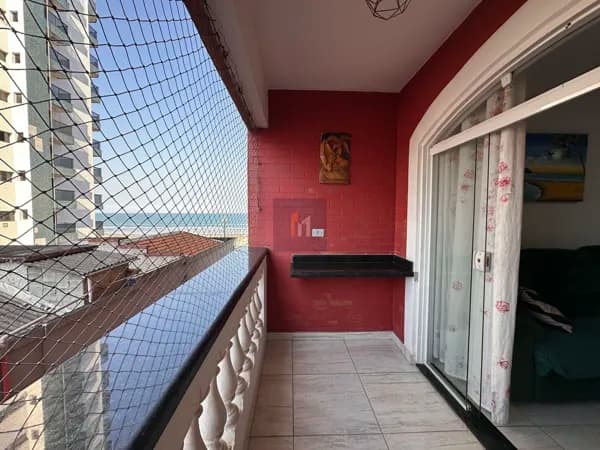 Apartamento vista mar, mobiliado à venda no bairro Tupi em Praia Grande, SP. Com 1 dormitório, sala com sacada!