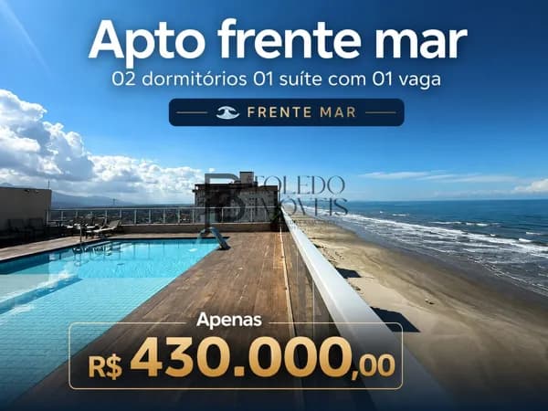 Apartamento de 2 dormitórios com suíte à venda por R$ 430.000,00 – Frente Mar, Praia Grande/SP