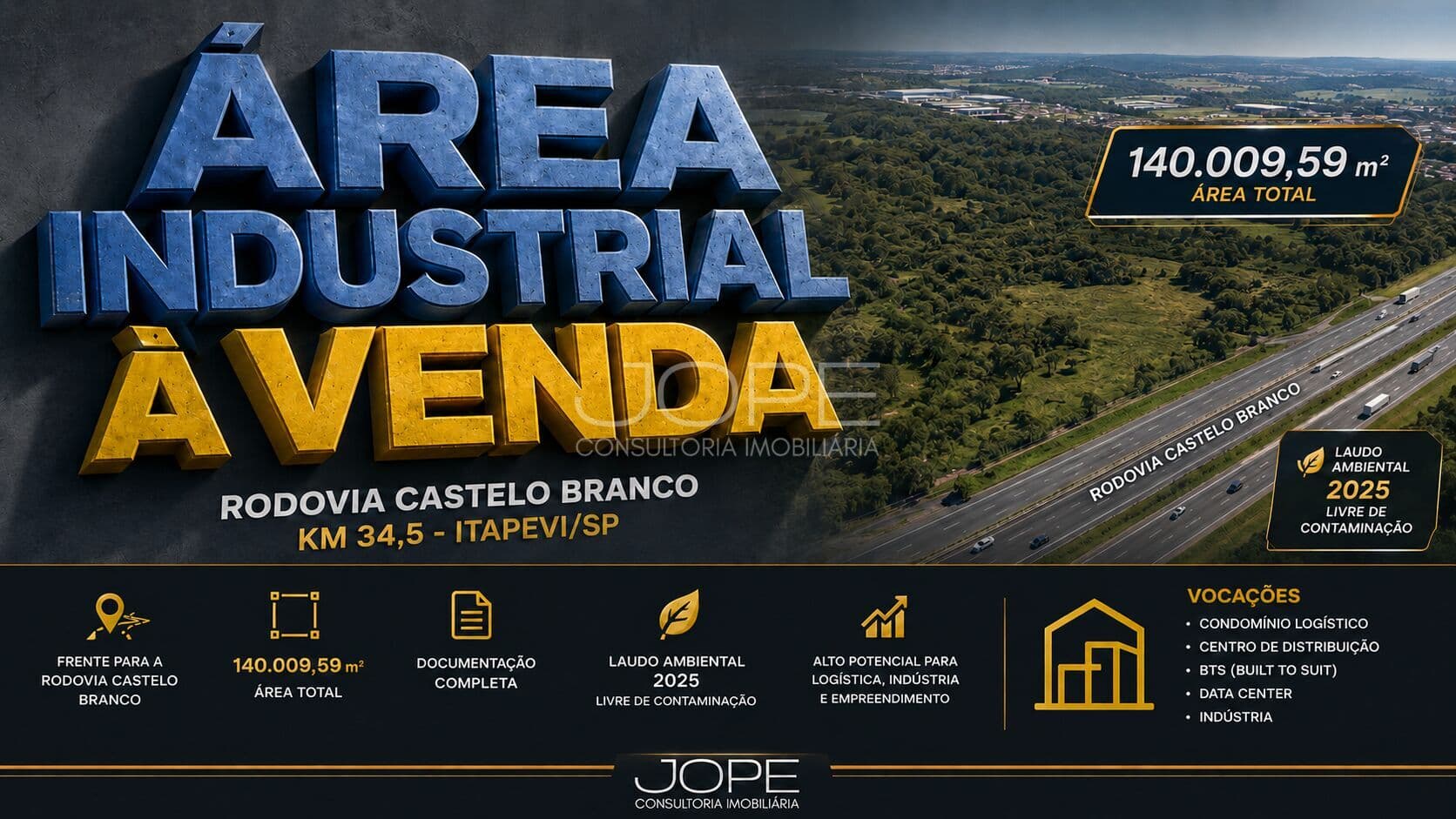 Área Industrial à Venda na Rodovia Castelo Branco Km 34,5 | 140.009 m² | Itapevi | Alto Potencial Logístico