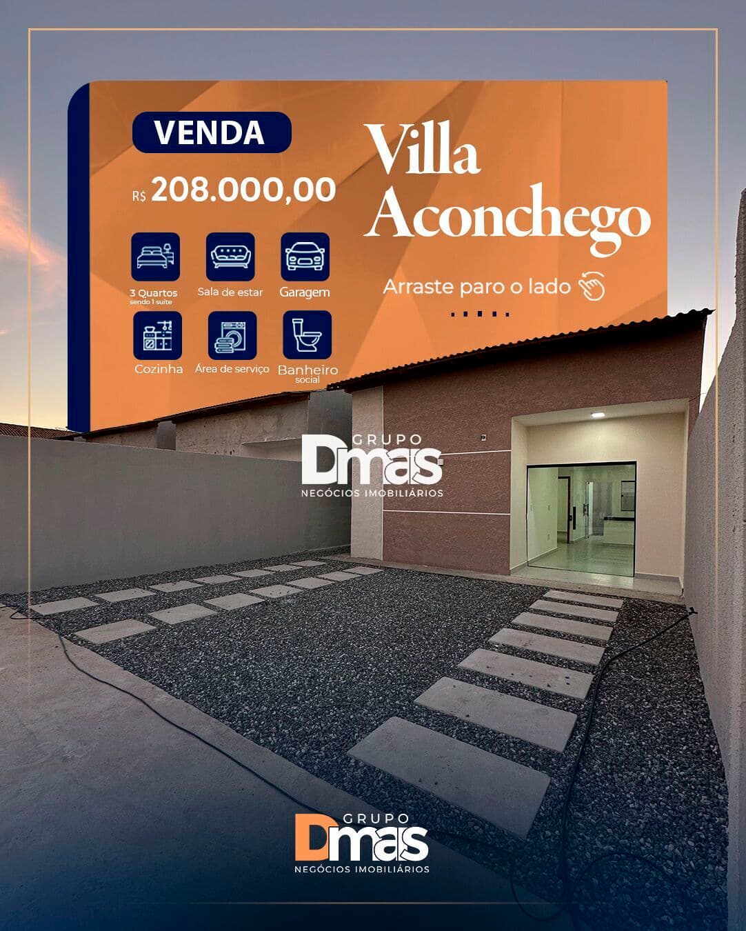 CASA EM CONDOMÍNIO VILLA ACONCHEGO 208 MIL