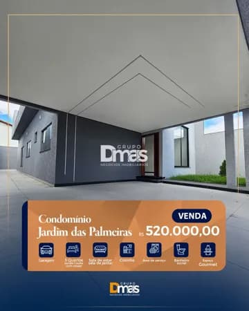 Casa no Condomínio Jardim das Palmeiras – R$ 520 mil