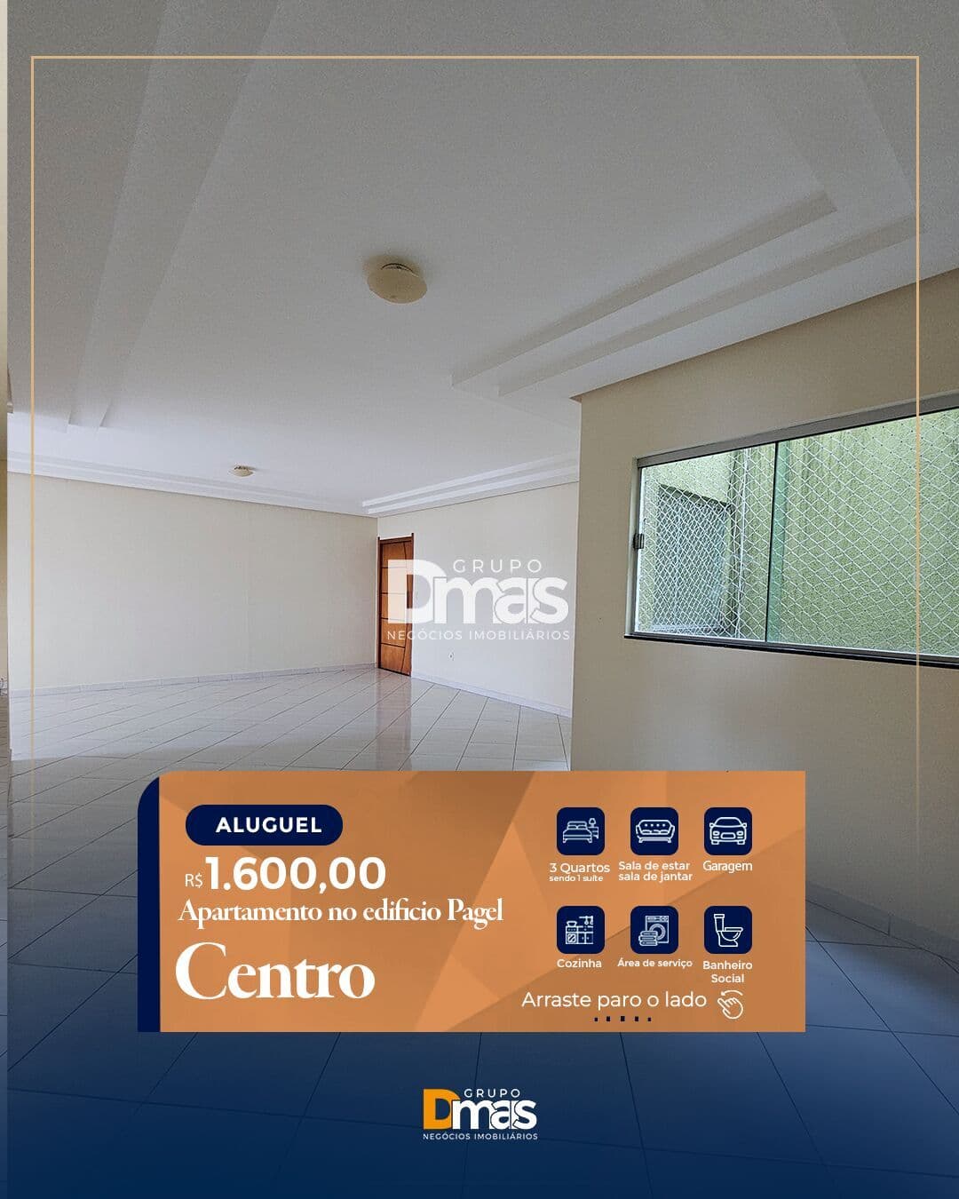 Apartamento para locação no Centro – R$ 1.600/mês