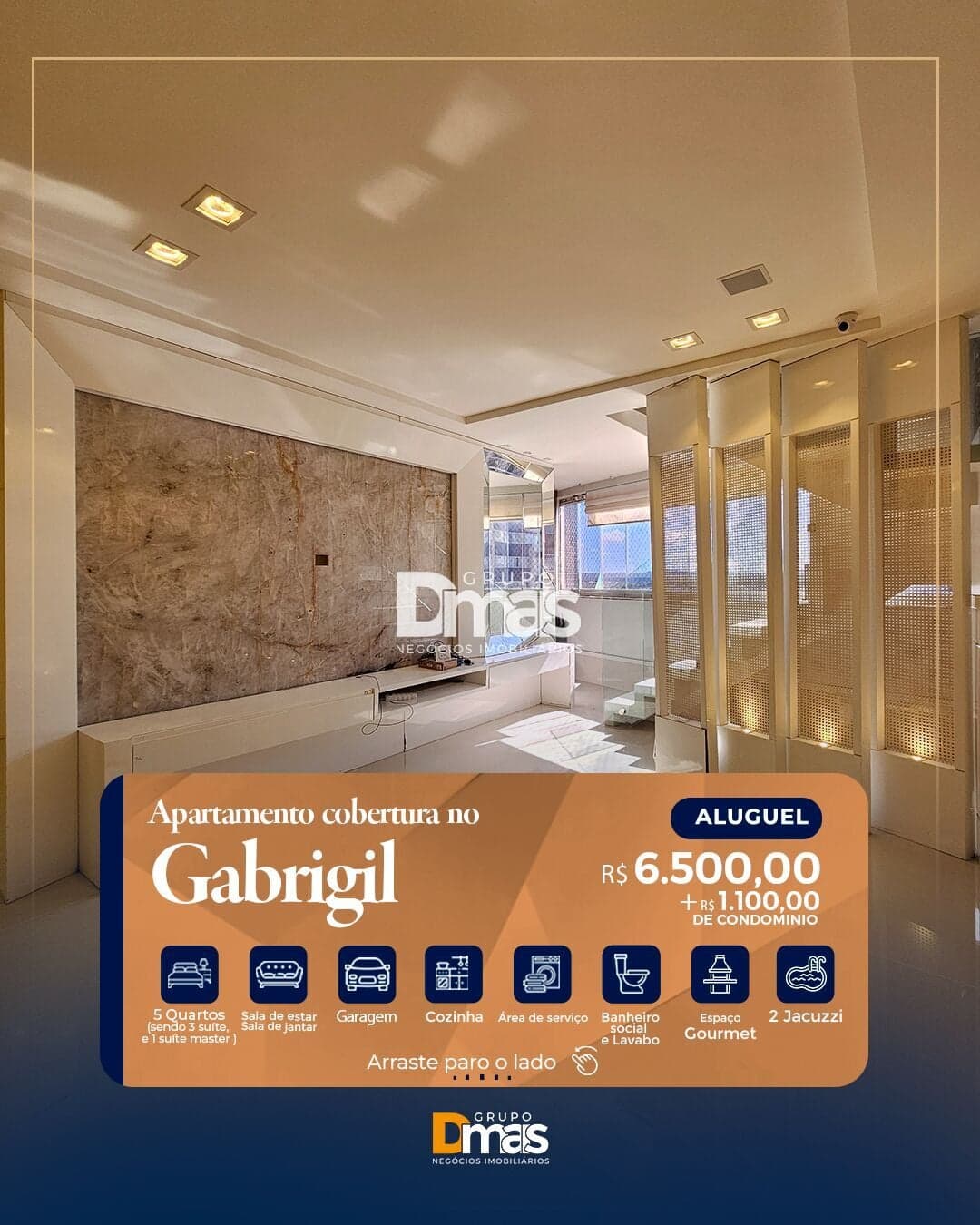 Cobertura para locação no Edifício Gabrigil – R$ 6.500/mês
