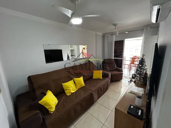 Apartamento à venda em condominio resort com 2 domitórios (1 suìte), 2 banheiros, Sala, Cozinha planejada, Sacada Goumert e área de serviço. Enseada, Guarujá/SP.