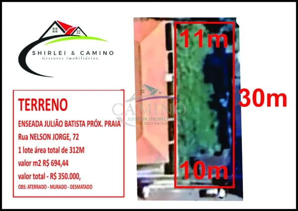 TERRENO - ENSEADA JULIÃO BATISTA - 400m da PRAIA ENSEADA TORTUGAS