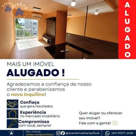 ALUGADO!!! Apartamento para Aluguel no Condomínio Águas do Madeira – 3 Quartos, sendo 1 Suíte