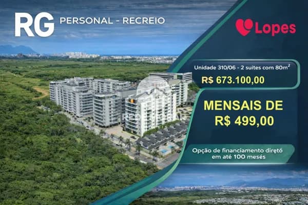 Apartamentos com 2 quartos a venda no Recreio dos Bandeirantes, 81m2, RG Personal Residences