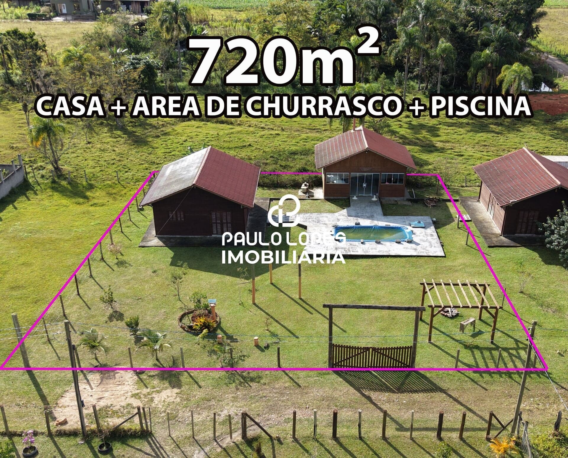 Chácara 720m² c/ Casa + Festas + Piscina no Bom Retiro em Paulo Lopes