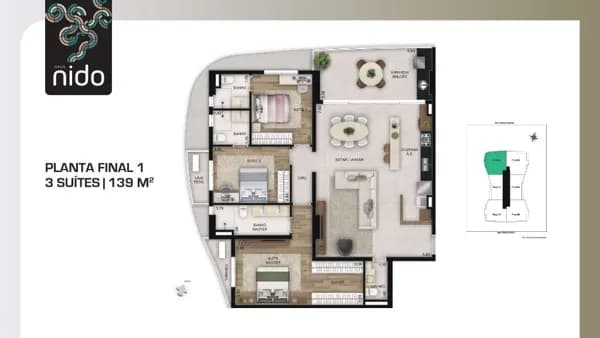 Apartamento com 3 suítes à venda, 139 m² - Serrinha - Goiânia/GO