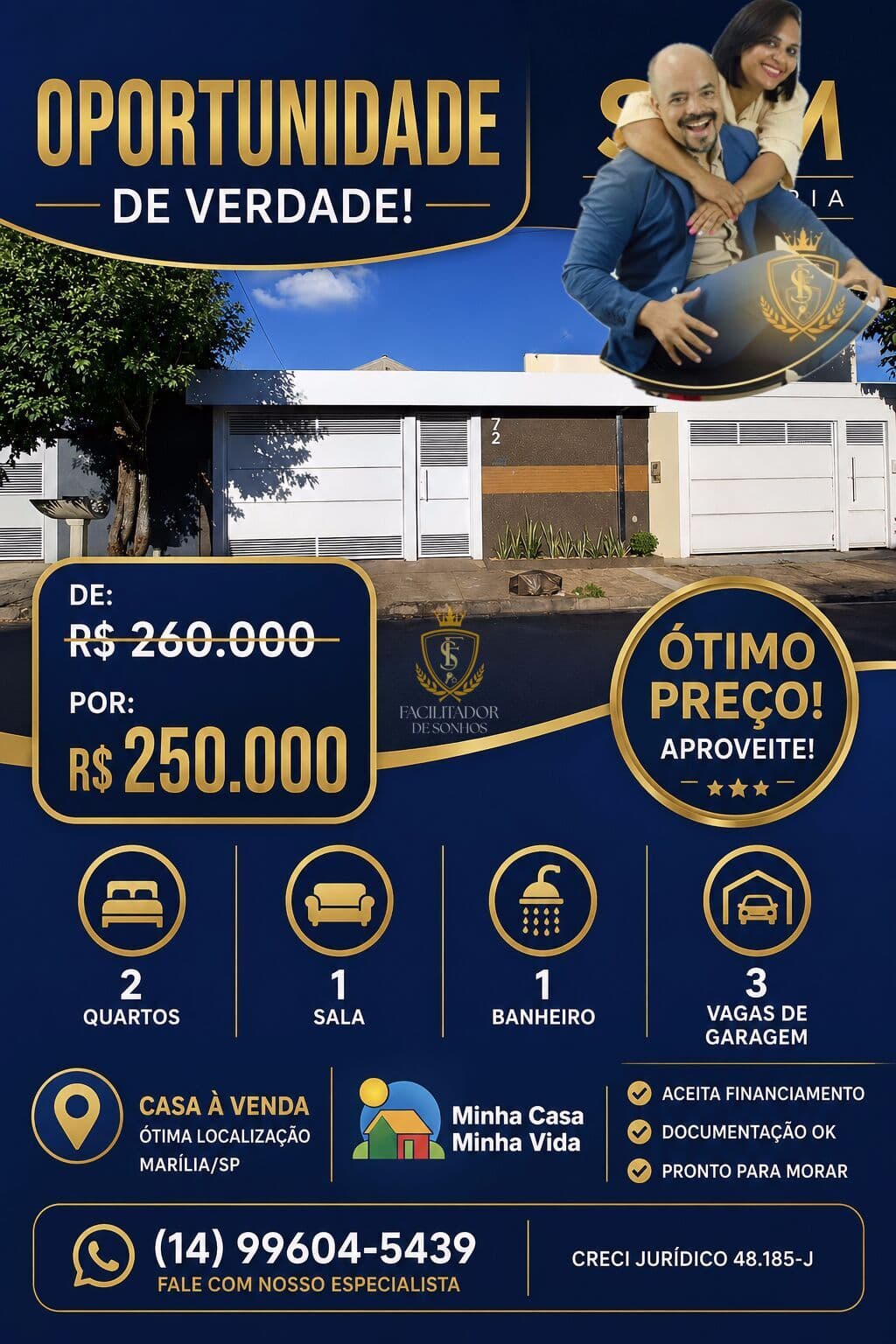 Casa 2 Quartos à Venda no Campina Verde | R$ 250.000