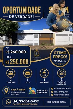 Casa 2 Quartos à Venda no Campina Verde | R$ 250.000
