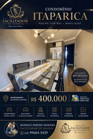 APARTAMENTO À VENDA | CONDOMÍNIO ITAPARICA — REGIÃO CENTRAL DE MARÍLIA