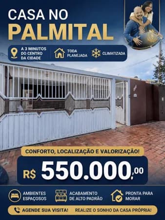 Casa ampla à venda na região do Palmital – Marília/SP