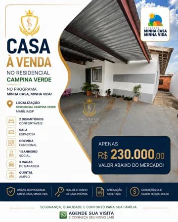 Casa à venda no Residencial Campina Verde – Marília/SP
