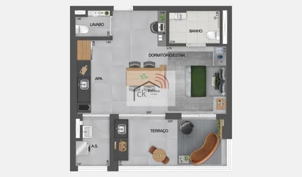 Apartamento de 55m² no Exalt Ibirapuera: Espaço e Elegância
