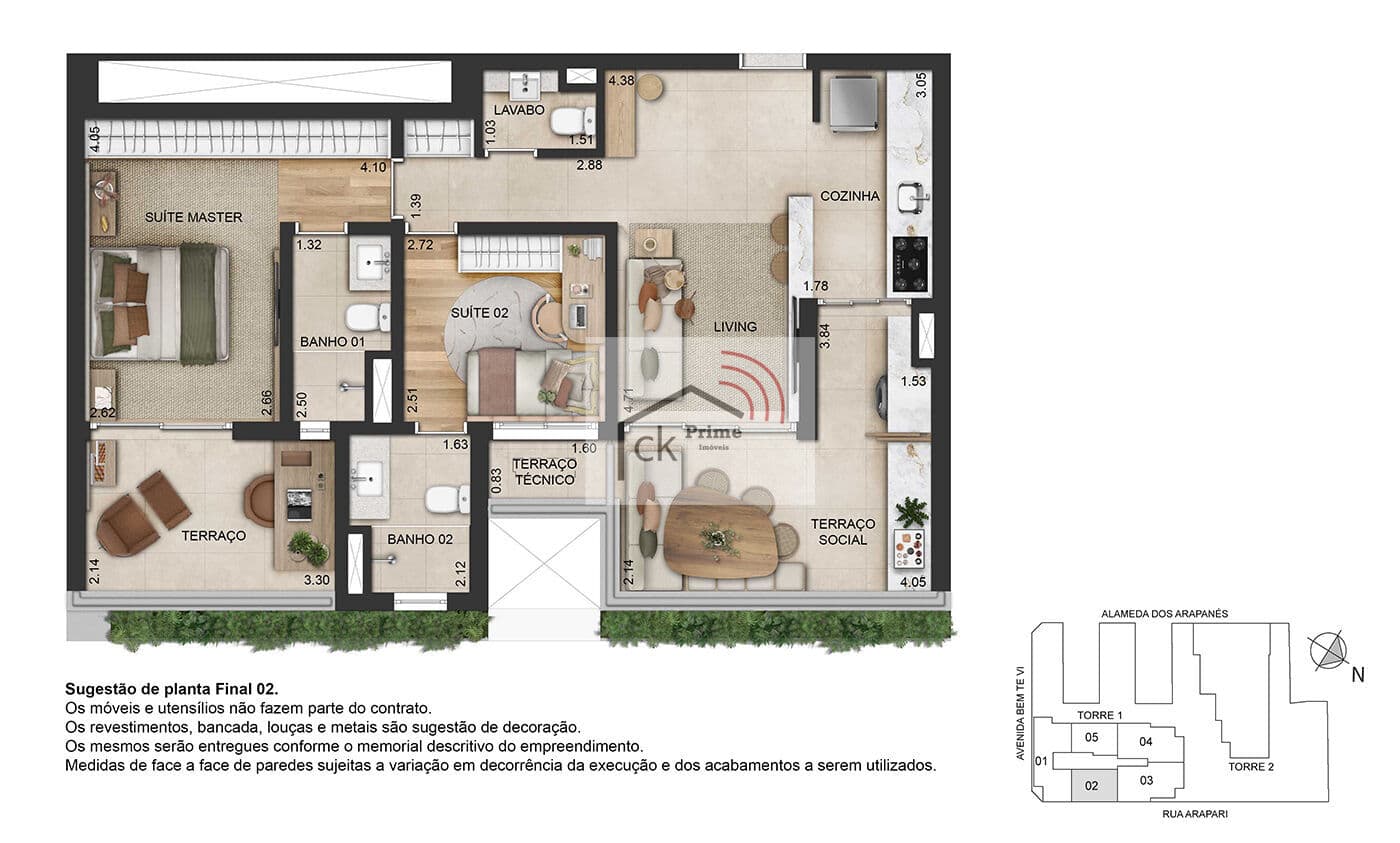Apartamento Novo na Bem-Te-Vi com 80 m2