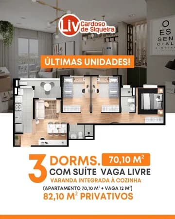 Apartamento em construção à venda no condomínio Liv Cardoso de Siqueira no Centro de Mogi das Cruzes