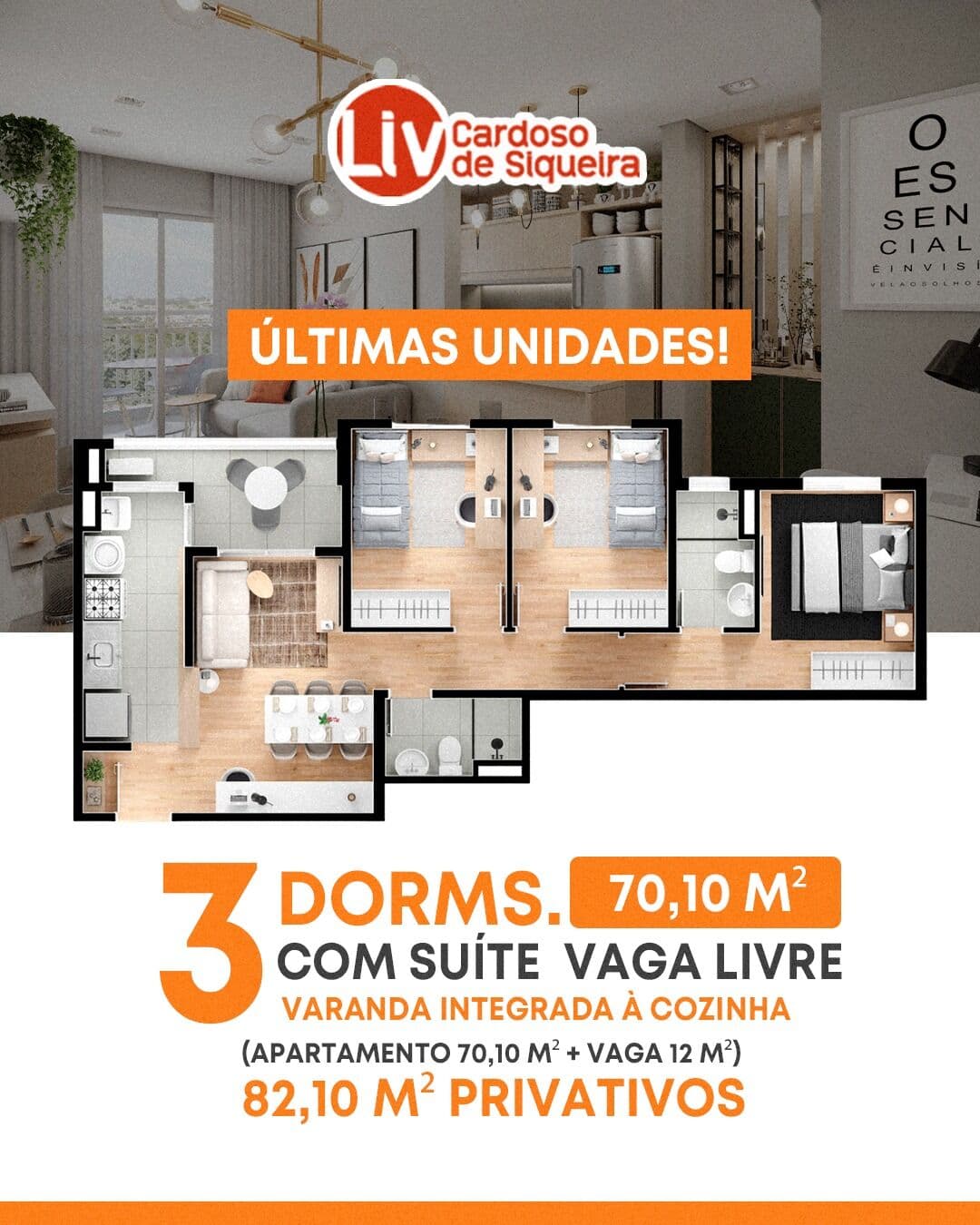 Apartamento em construção à venda no condomínio Liv Cardoso de Siqueira no Centro de Mogi das Cruzes