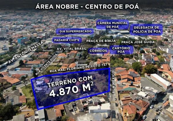 OPORTUNIDADE ÚNICA EM POÁ/SP: ÁREA PARA CONSTRUÇÃO DE PRÉDIOS!