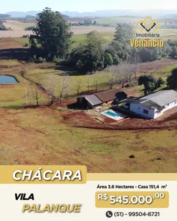 Fazenda/Sítios/Chácaras em Venâncio Aires - Vila Palanque (Distrito)