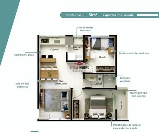 Apartamento com 2 quartos à venda bairro Pampulha - Uberlândia/MG