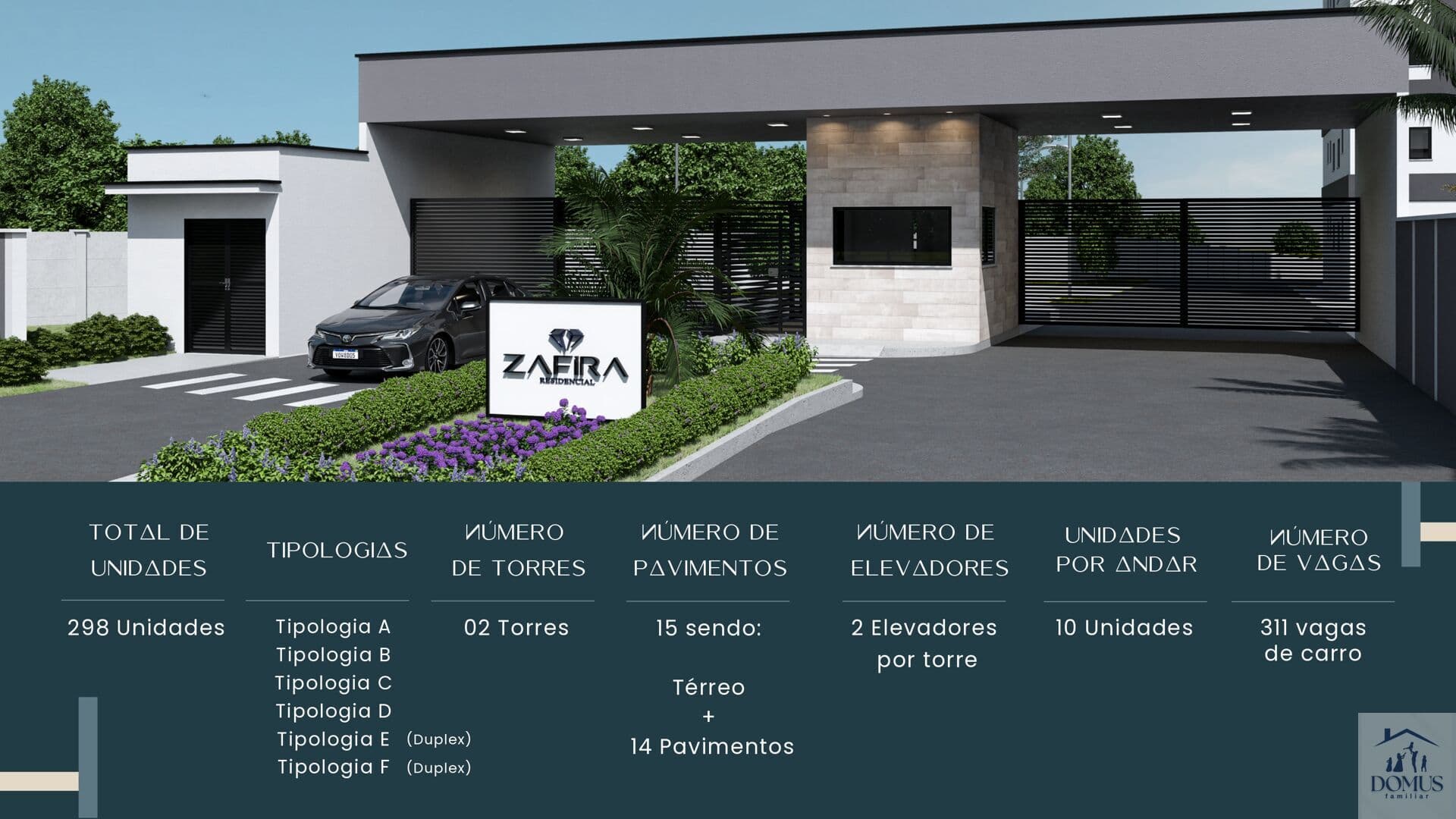 Zafira: plantas de 41m² a 48m² perto do Higa.