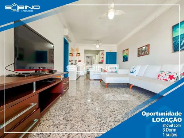 Apartamento Pé na Areia locação anual, com 3 dormitórios 113m² - Riviera de São Lourenço Bertioga SP