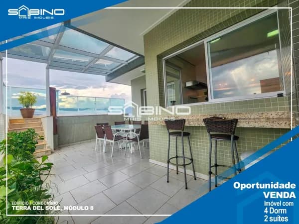 Cobertura à venda no Edifício Terra del Sole Riviera, com 4 Dormitórios 2 suítes 250 m² de área útil, 3 vagas de garagem