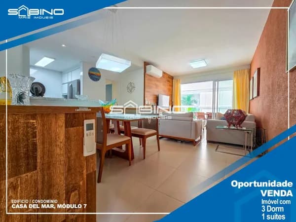 Apartamento Pé na Areia à Venda com 3 dormitórios 1 suíte 133m² Riviera de São Lourenço Bertioga SP