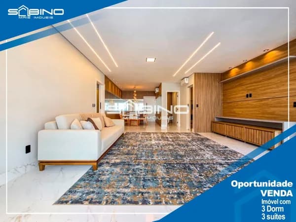 Apartamento Pé na Areia à venda na Riviera, com 3 suítes, mais suíte funcionaria, 153m², com 2 vagas