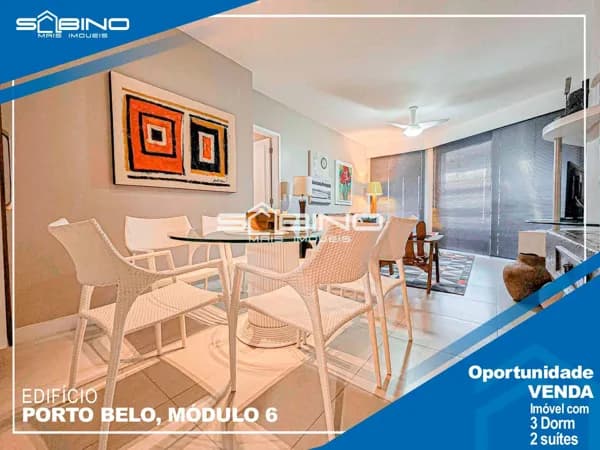 Imobiliária na Riviera, Apartamento à Venda no Edifício Porto Belo, com 3 dormitórios 2 suítes 114m² Riviera de São Lourenço
