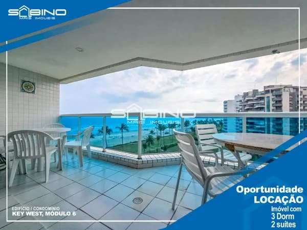 Apartamento Frontal para Locação temporada na Riviera, com 3 dormitórios 2 suítes, atende até 8 pessoas