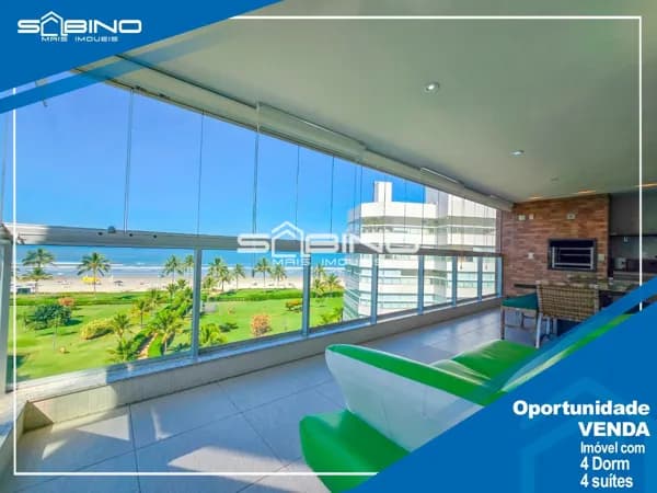 Apartamento pé na Areia frontal à Venda, com 4 Suítes 221m² - 3 vagas, Riviera de São Lourenço Bertioga SP