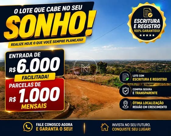 Apenas R$ 6 mil de entrada em São Joaquim de Bicas!