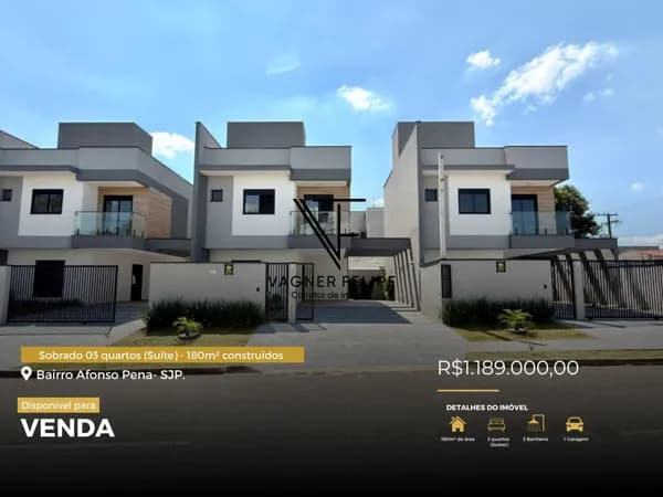 Sobrado 03 quartos (Suíte) - 180m² construídos - Monte Líbano.