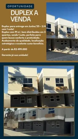Venda de Duplex com 3/4 sendo uma suíte no Residencial Belo Jardim - Neópolis - Natal/RN