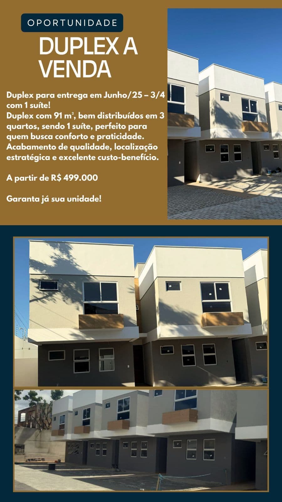 Venda de Duplex com 3/4 sendo uma suíte no Residencial Belo Jardim - Neópolis - Natal/RN